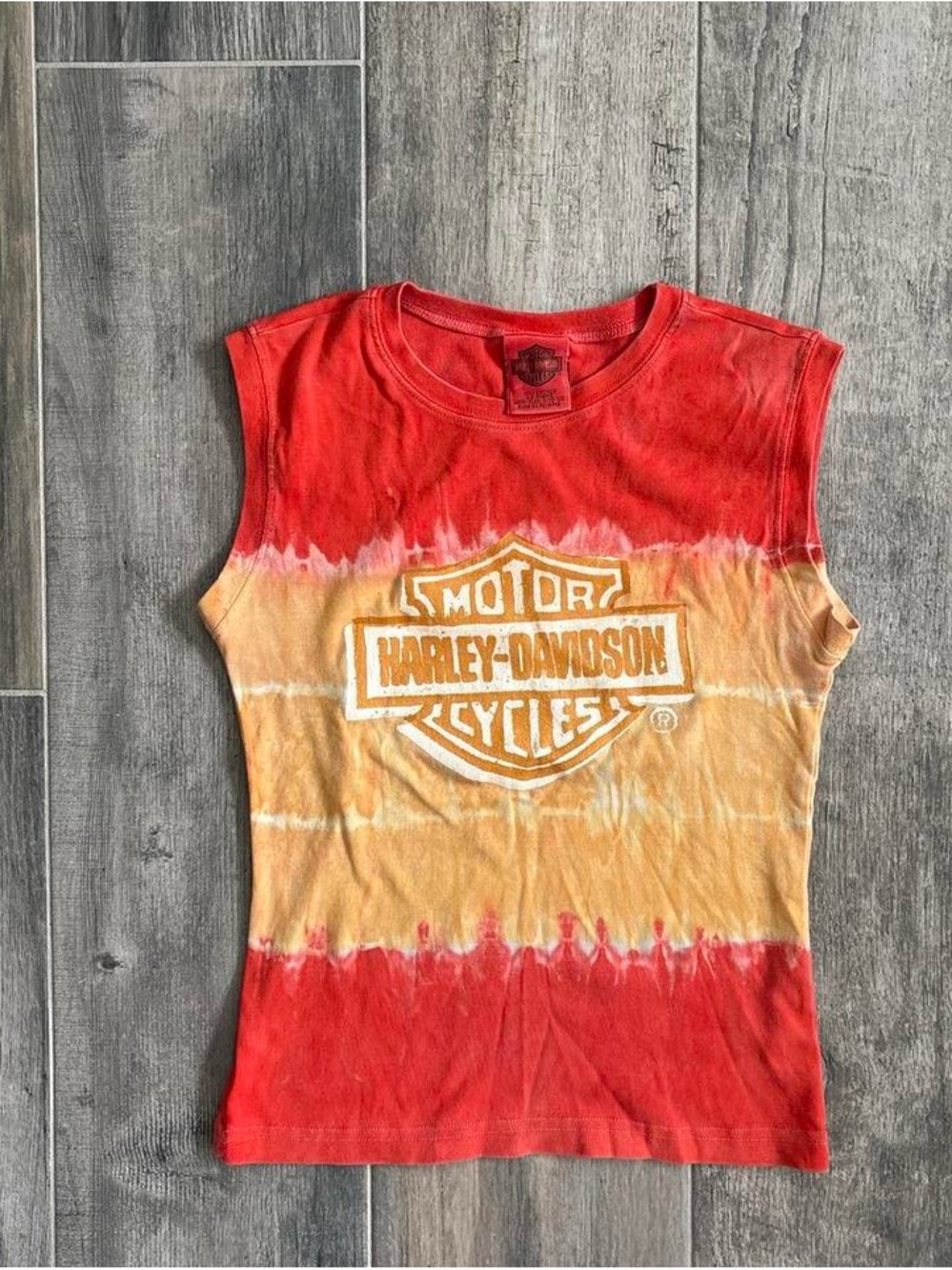 Harley-Davidson Tie-Dye Logo Muscle Tank in Red and Orange